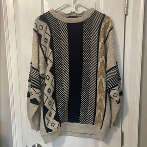 vintage patterned knit sweater, fits size M/L